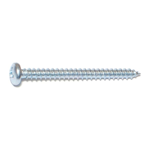 Midwest Fastener Sheet Metal Screw, #12 x 2-1/2 in, Zinc Plated Steel Pan Head Phillips Drive, 100 PK 03261 - main